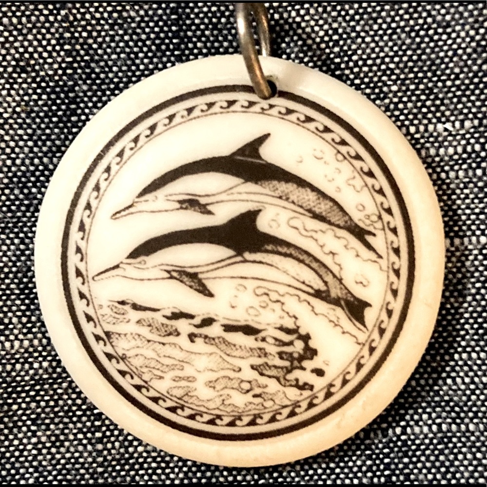 Scrimshaw Dolphin Pendant